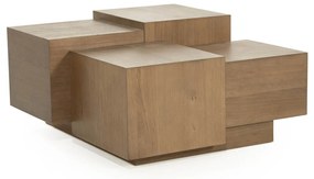 Eleonora Quinten Blokken Salontafel Eiken Bruin 80x80 Cm - 80 X 80cm.