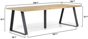 Taste Basso Dining Tuintafel X Aluminium/teak Grijs