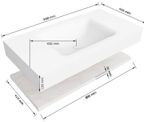 Zaro Alan badmeubel 90cm met planchet washed oak en vrijhangende wastafel cloud midden zonder kraangat urban