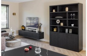 Goossens Buffetkast Barcelona, 3 deuren 8 open vakken, zwart eiken, 158 x 212 x 45 cm, stijlvol landelijk