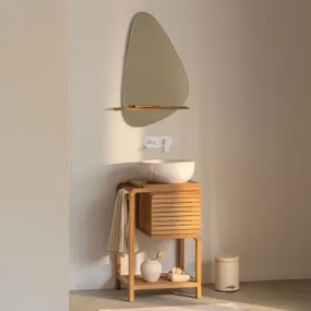 Bradley Teakhouten Badkamermeubelset Onregelmatige In Wit Cement ↔︎40 Cm Fedro & Onregelmatig Met Houten Plank 55x85 Cm Kai - Sklum