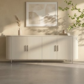 Beige Dressoir Met Ribbels 210 Cm - 210x45x80cm.