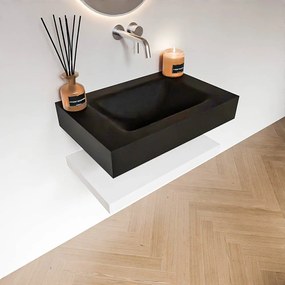 Zaro Alan badmeubel 70cm met planchet talc en vrijhangende wastafel cloud midden zonder kraangat urban