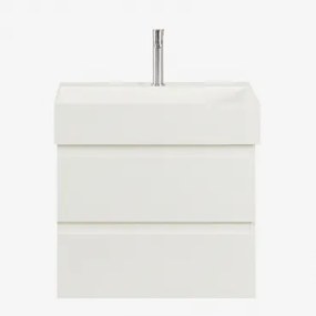 Badkamermeubelset Van Hout En Essenhoutfineer Met Geïntegreerde Wastafel Ona Wit & Spiegelloze & Geborsteld Grijs ↑20 Cm - Sklum