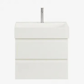 Ona Zwevend Badkamermeubelset Van Hout En Essenfineer Met Geïntegreerde Wastafel Wit & Spiegelloze & ↔︎ 60 Cm & Geborsteld Grijs ↑20 Cm - Sklum