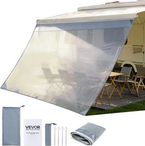 VEVOR zonnescherm (2 x 3,3 m) voor luifels (3,5 m), voorpaneel van polyester meshstof, dubbel gestikt en ademend privacyscherm voor campers, caravans en campers.
