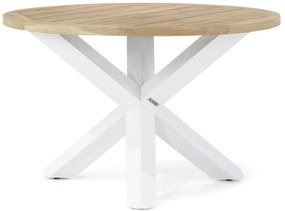 Dining Tuintafel rond 120 cm Teak Wit Wellington