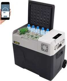 VEVOR Compressor Koelbox 50L met app-bediening en wielen voor gebruik onderweg, -20 tot 20°C, 12/24V DC en 120/240V AC, draagbare auto-koelkast met USB-poort voor kamperen, camper, boot en vrachtwagen