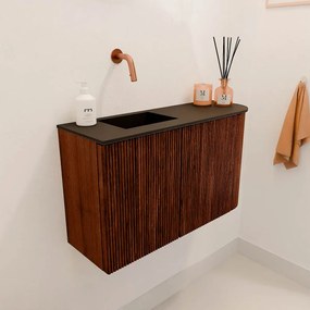 Mondiaz Joya 70cm toiletmeubel ronding rechts ruby met wastafel faye links zonder kraangat urban