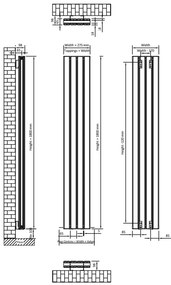 Eastbrook Hadleigh radiator 30x180cm aluminium 1003W wit mat