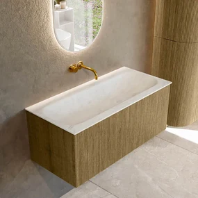 Mondiaz Kurve-dlux 100cm badmeubel dusk met 1 lade en wastafel big medium midden zonder kraangat opalo