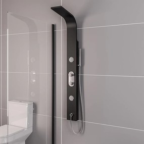 Eastbrook Derwent douchepaneel met massagejets en handdouche zwart mat en chroom