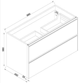 Mueller Sakura wastafelonderkast 100x45,2cm naturel eiken/mat zwart