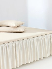 Gestreepte katoenen bedskirting Twyla met franjes