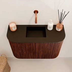 Mondiaz Joya 65cm toiletmeubel ronding links/rechts ruby met wastafel faye midden zonder kraangat urban