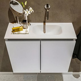 Mondiaz Ture 60cm toiletmeubel talc met wastafel talc rechts geen kraangat