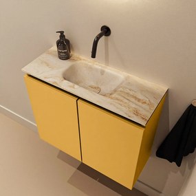 Mondiaz Ture DLux toiletmeubel 60cm ocher met wastafel frappe midden zonder kraangat