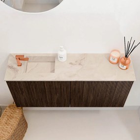 Mondiaz Joya DLux 90cm toiletmeubel walnut met wastafel faye links 1 kraangat frappe