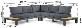 Loungeset 5 personen Aluminium/Teak Grijs Lifestyle Garden Furniture Vittoria