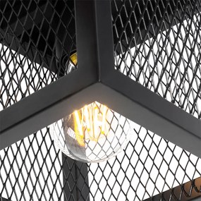 Industriële plafondlamp zwart met gaas - Cage Modern E27 vierkant Binnenverlichting Lamp