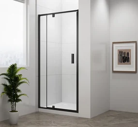 Polysan Easy Black douche draaideur helder glas 90x190cm zwart mat
