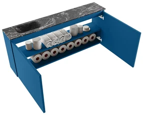 Mondiaz Ture DLux toiletmeubel 120cm jeans met wastafel lava links met kraangat