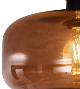 Retro plafondlamp zwart met brons glas - Bizle Retro E27 rond Binnenverlichting Lamp