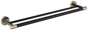 Eastbrook Catania messing handdoekbeugel dubbel zwart mat en messing geborsteld