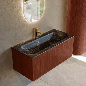 Mondiaz Kurve-dlux 100cm badmeubel ruby met 1 lade en wastafel big medium midden 1 kraangat lava