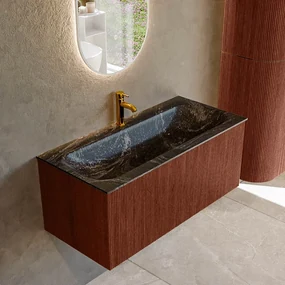 Mondiaz Kurve-dlux 100cm badmeubel ruby met 1 lade en wastafel big medium midden 1 kraangat lava