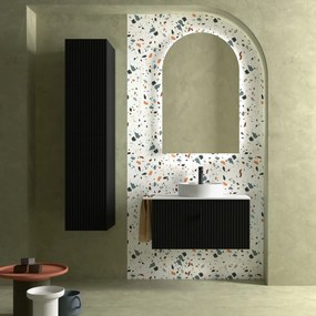 Muebles Raya onderkast ribbelfront 80cm met 1 softclose lade zwart mat