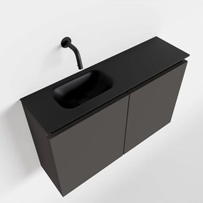 Mondiaz Ture 80cm toiletmeubel dark grey met wastafel urban links geen kraangat