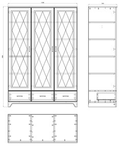 Kast PROVENZA SZD3SZ3 Eiken Steen/Wit Mat - RETRO 3-DEURS KLEERKAST MET LADE, LEGPLANK EN KLEDINGSTANG