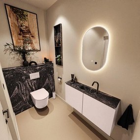 MONDIAZ TURE-DLUX 100cm toiletmeubel Rosee. EDEN wastafel Lava positie midden. Met 1 kraangat. TUREDX100ROSM1LAV