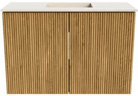 Mondiaz Joya DLux 60cm toiletmeubel oak met wastafel faye midden 1 kraangat meli