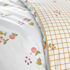 Kinderdekbedovertrek, 50% gerecycled katoen, fruitprint, LILAS