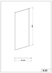 Badstuber Otile douchewand 80cm chroom