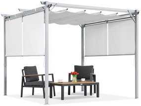 Witte terraspergola met rolgordijnen La Palma 3x3 Garden Point