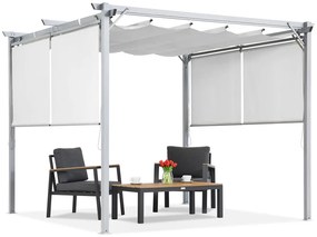 Witte terraspergola met rolluiken La Palma 3x3 Tuinpunt