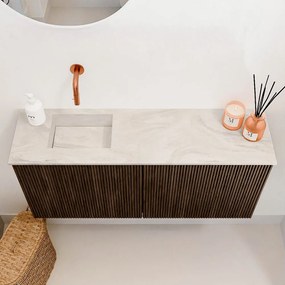 Mondiaz Joya DLux 90cm toiletmeubel walnut met wastafel faye links zonder kraangat ostra
