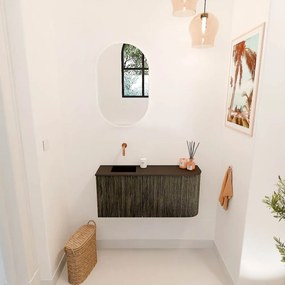Mondiaz Joya 90cm toiletmeubel ronding rechts shadow met wastafel faye links zonder kraangat urban