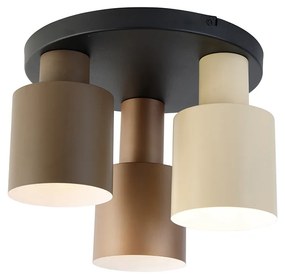 Plafondlamp brons met taupe en beige 3-lichts - Ans Modern E27 rond Binnenverlichting Lamp