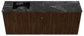 Mondiaz Joya DLux 100cm toiletmeubel walnut met wastafel faye links zonder kraangat lava