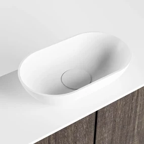 Mondiaz Fowy toiletmeubel 120cm dark brown met witte waskom midden en kraangat