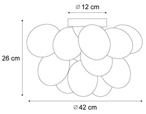 Design plafondlamp zwart met amber en smoke glas 4-lichts - Uvas Design G9 bol / globe / rond Binnenverlichting Lamp