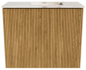 Mondiaz Joya DLux 50cm toiletmeubel oak met wastafel faye rechts zonder kraangat frappe