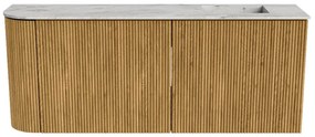 Mondiaz Joya DLux 100cm toiletmeubel ronding links oak met wastafel faye rechts 1 kraangat glace