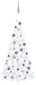 vidaXL Kunstkerstboom met LED's en kerstballen half 240 cm wit