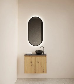 Gliss Design Echo toiletmeubel 60cm artisan eiken met toppaneel zwart mat