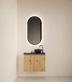 Gliss Design Echo toiletmeubel 60cm artisan eiken met toppaneel zwart mat